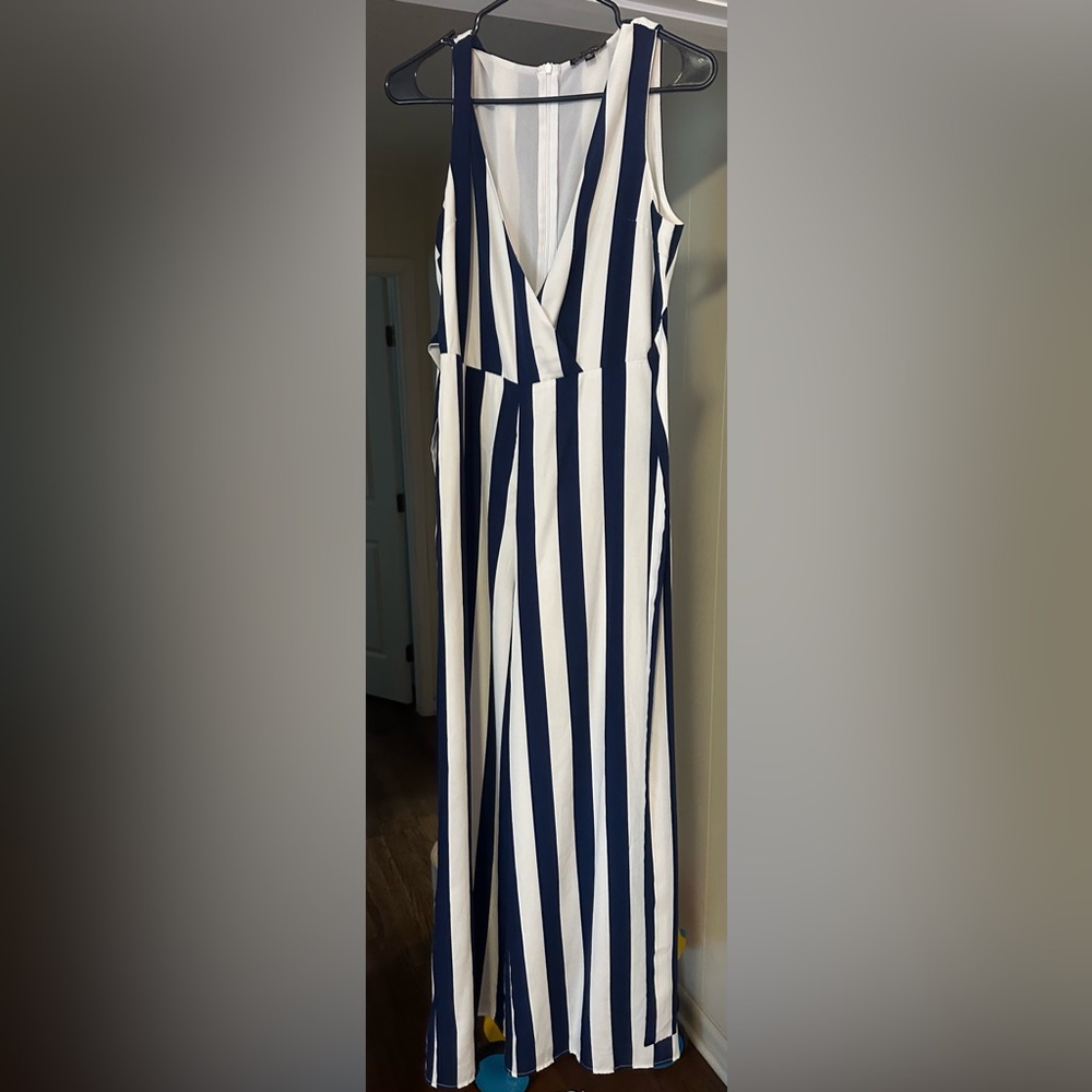 Navy and White Striped Women’s Jumpsuit